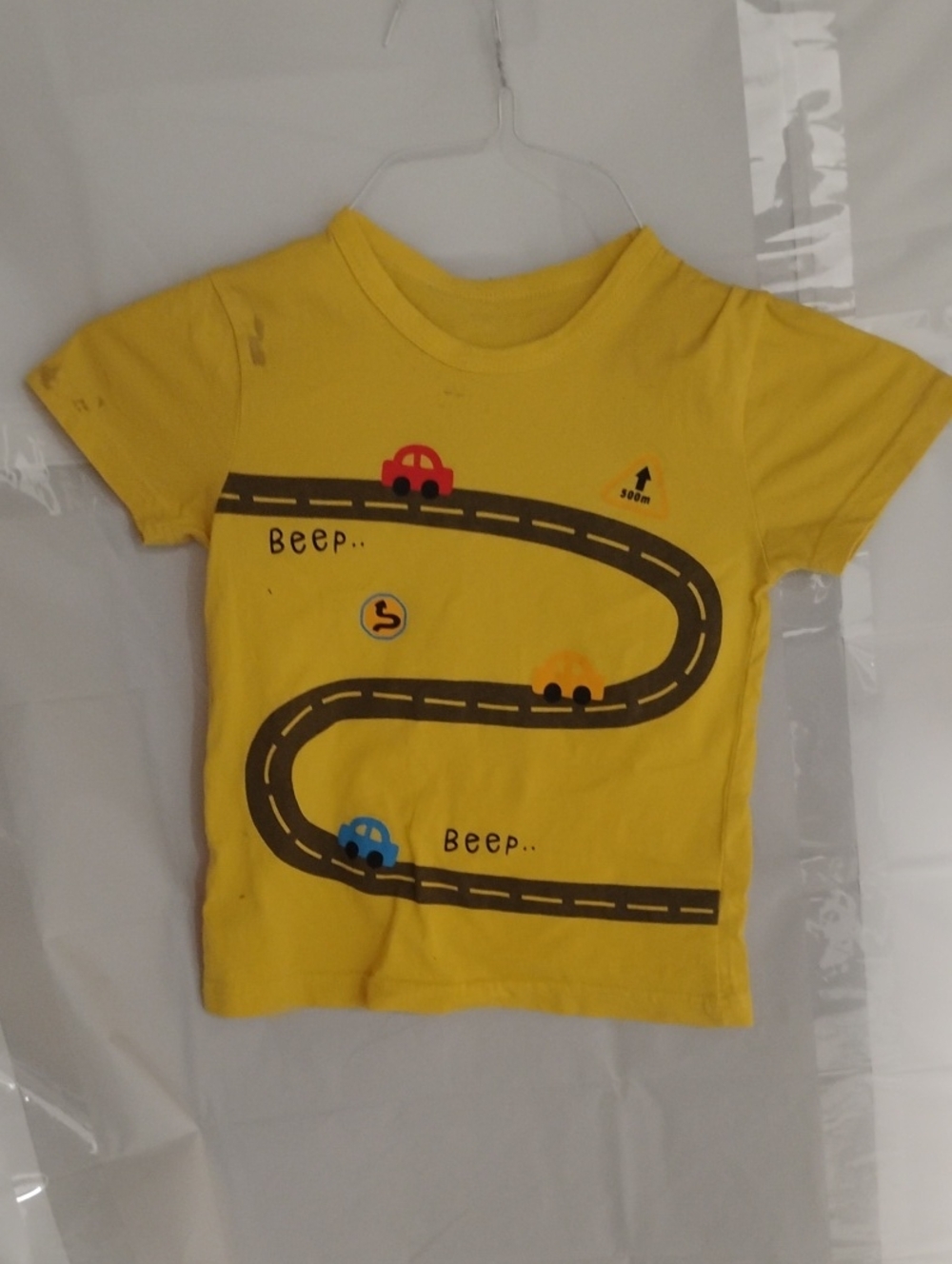 Source Unknown Yellow Kids' Tee with Road and Car Print